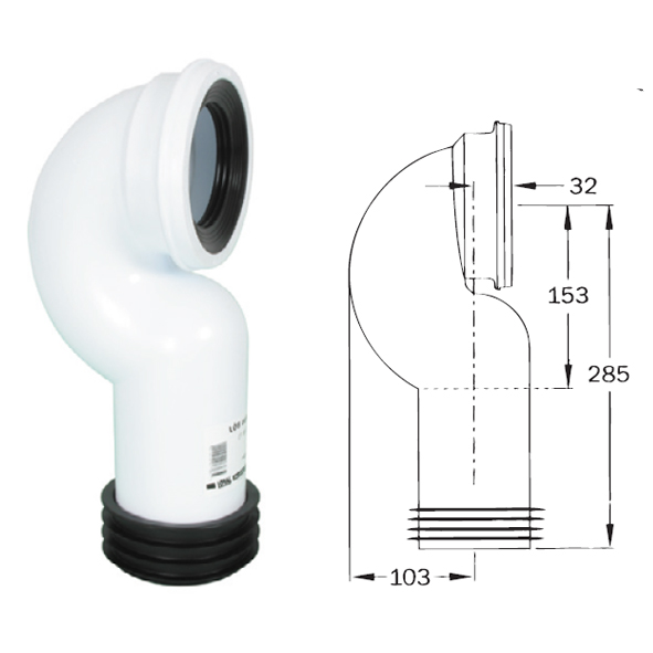 Jafo WC-stos BÖJ passar 110mm slätända plast- och MA-rör