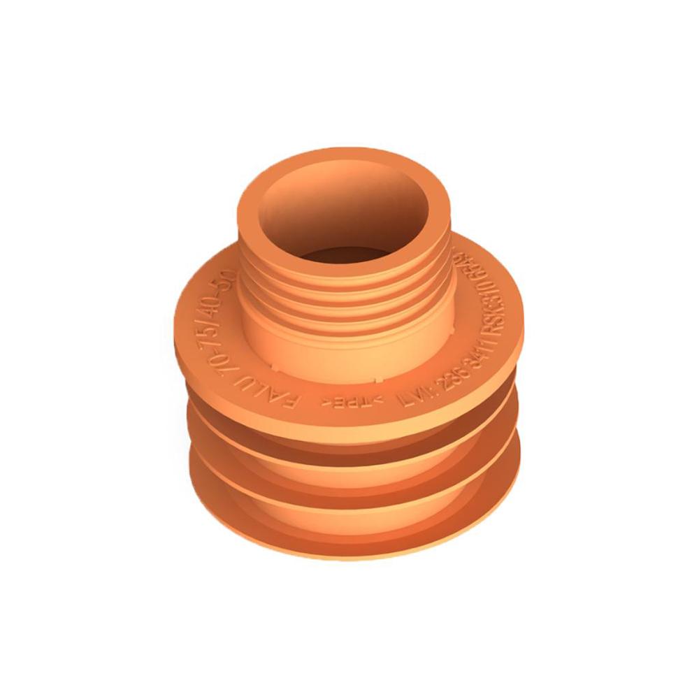 Gumminippel för ansl. av 40/50 mm rör i 2” N-muff, 3” N-slätände, 75 mm PVC muff el. slätände samt 75 mm MA.